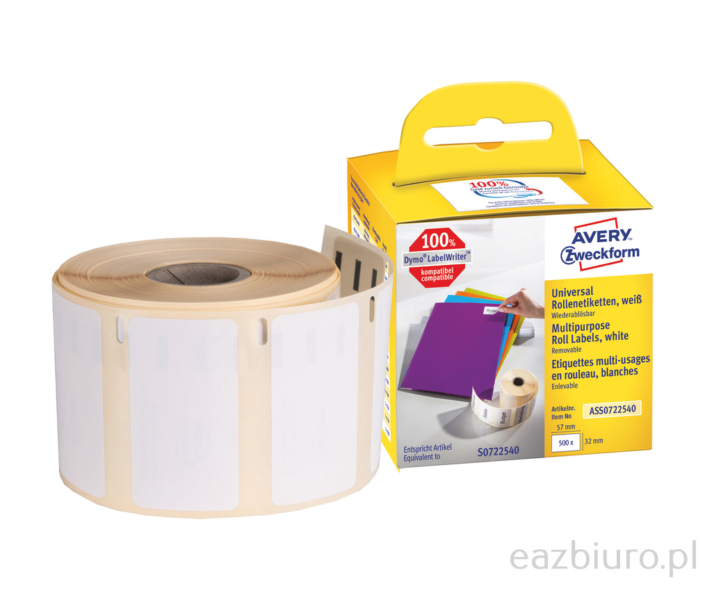 Etykiety uniwersalne Avery Zweckform w rolce do drukarek termicznych; 500etyk./1rolka; 32 | eazbiuro.pl | Działaj teraz!