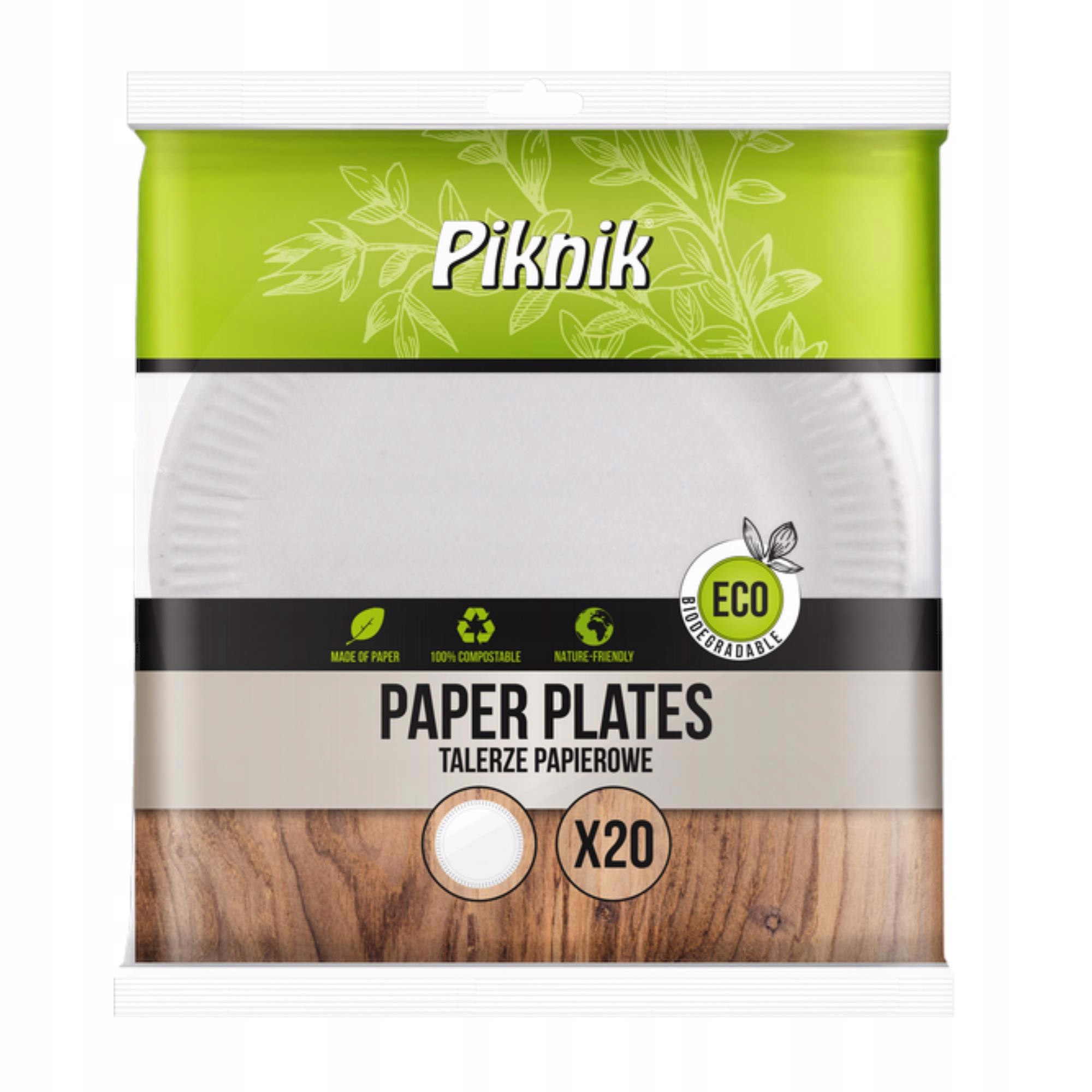 Talerz papierowy eko 23cm Piknik 20 szt.