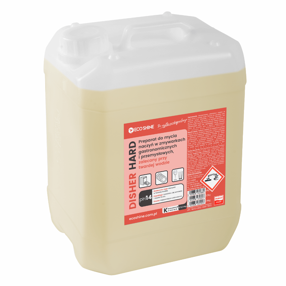 Eco Shine disher hard 10l preparat do maszynowego mycia naczyń zalecany przy twardej wodzie