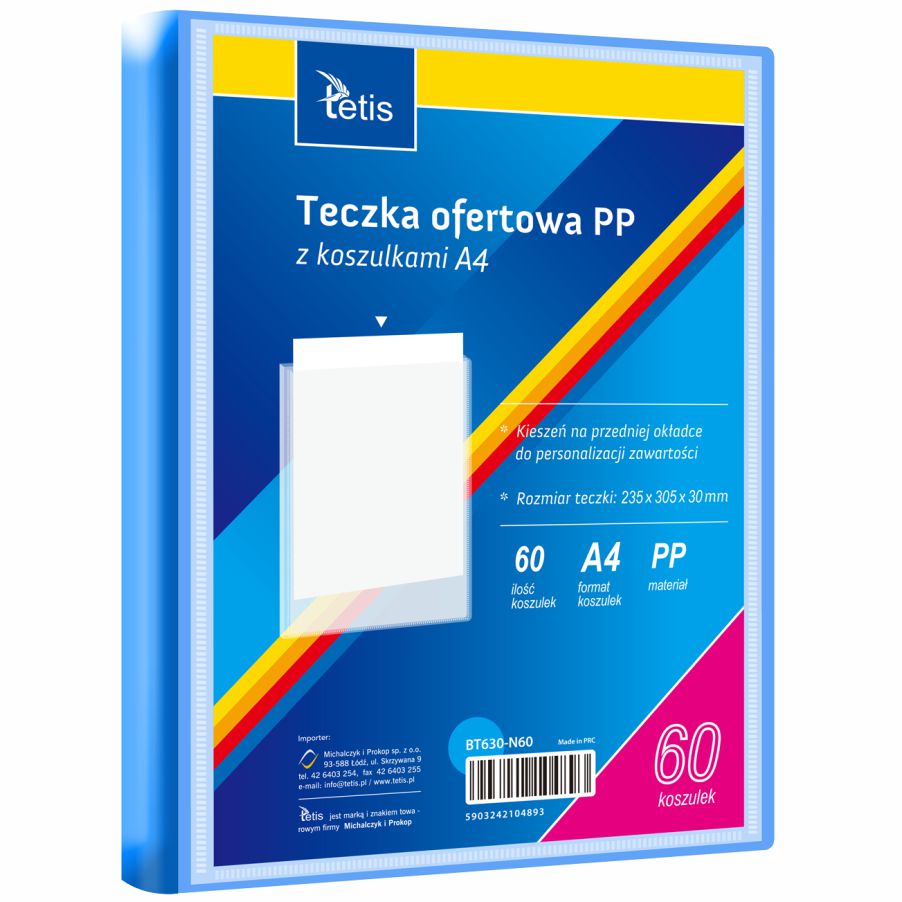 Teczka ofertowa A4 Tetis 30mm niebieska