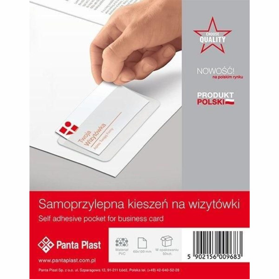 Kieszenie samoprzylepne na wizytówki 60x100