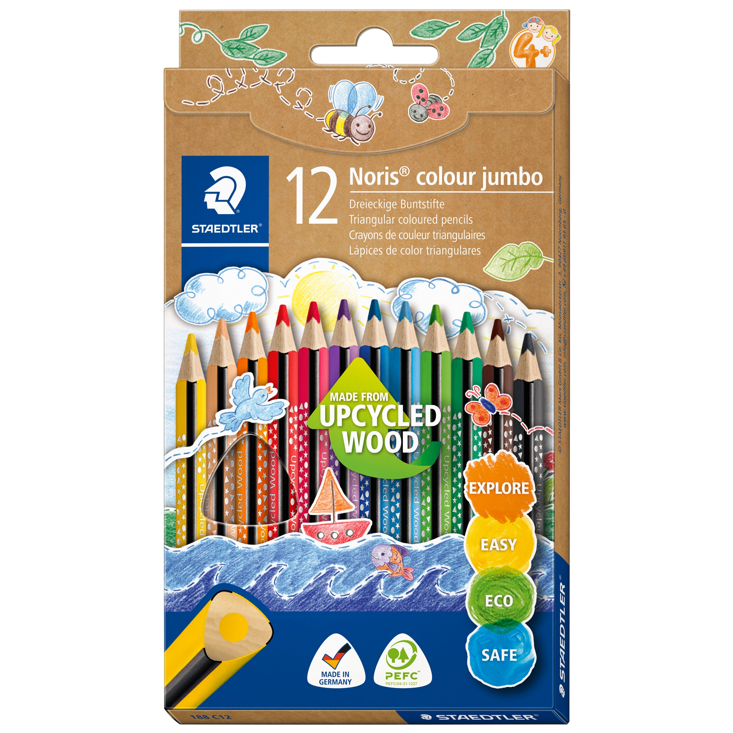Kredki trójkątne Noris colour jumbo 12 kolorów Staedtler