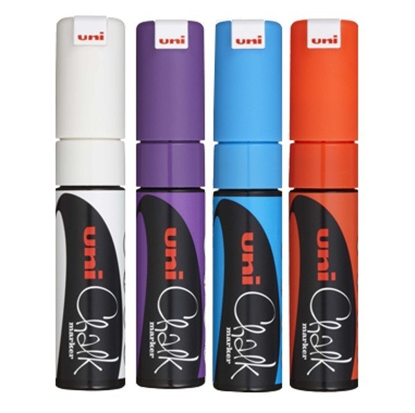 Marker kredowy uni 4 kolory pwe-8k 8 mm | eazbiuro.pl | Kup od razu!