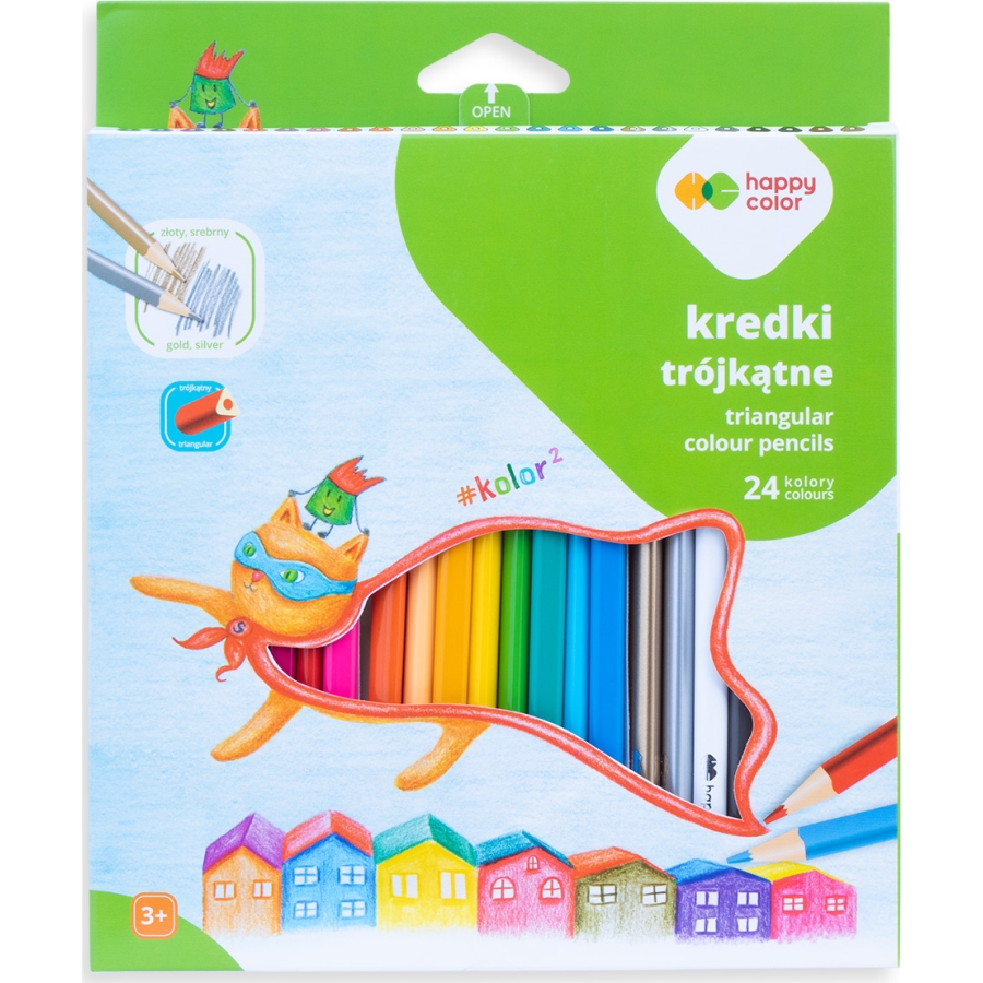 Kredki trójkątne 24 kolory Happy Color