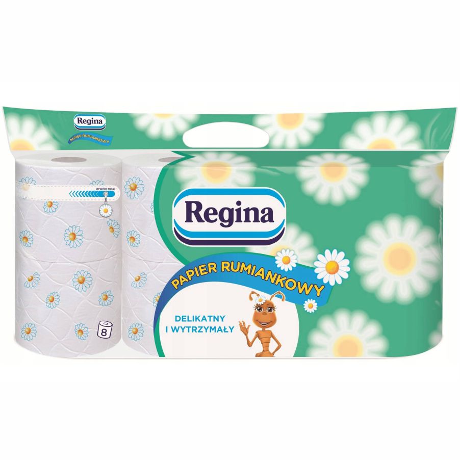 Papier toaletowy Regina rumiankowy, 8 rolek | eazbiuro.pl | Skorzystaj dziś!