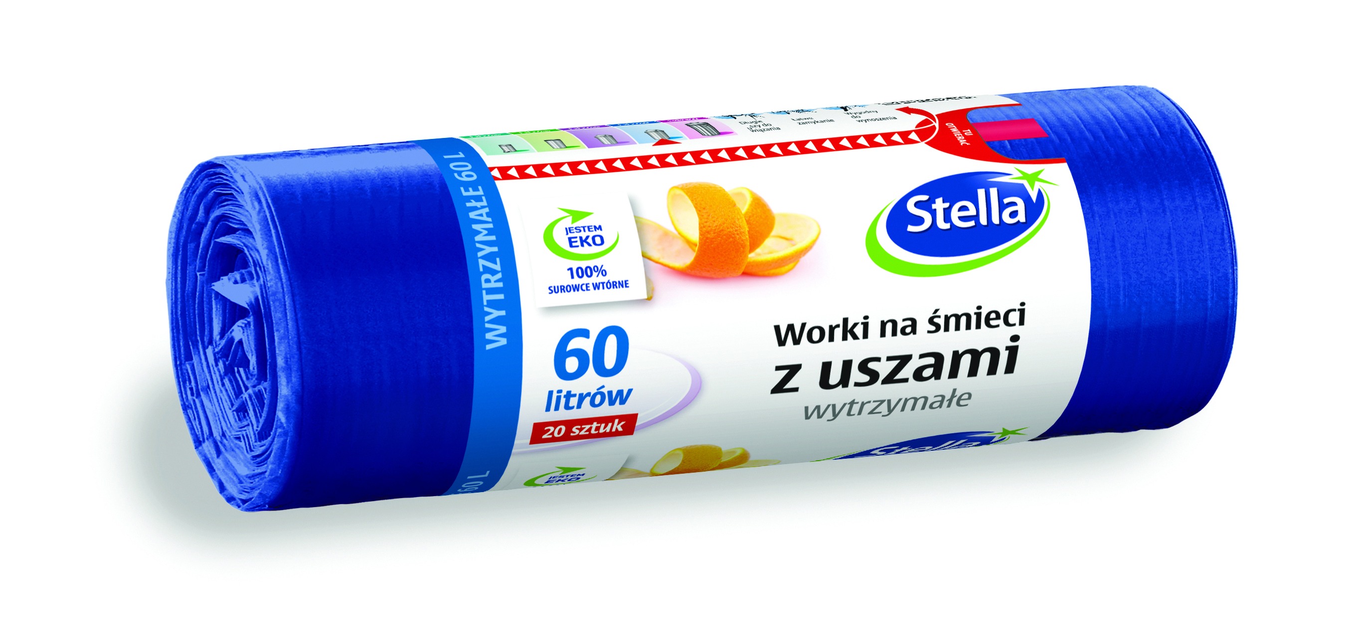Worki na śmieci Stella, z uszami, 60 l, 20 szt., granatowe, granatowy