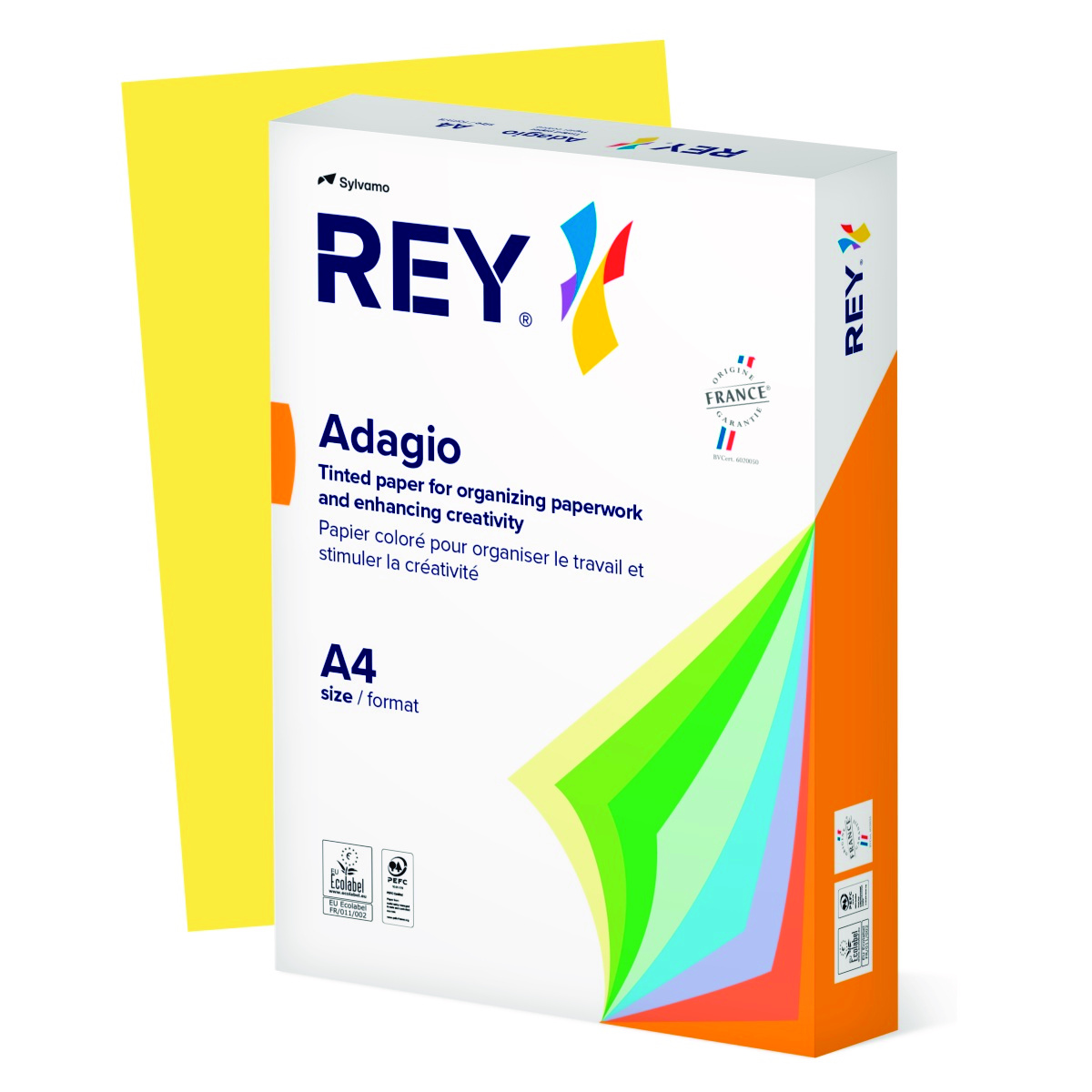 Papier ksero REY ADAGIO, A4, 80gsm, 58 żółty cytrynowy intense *RYADA080X411 R100