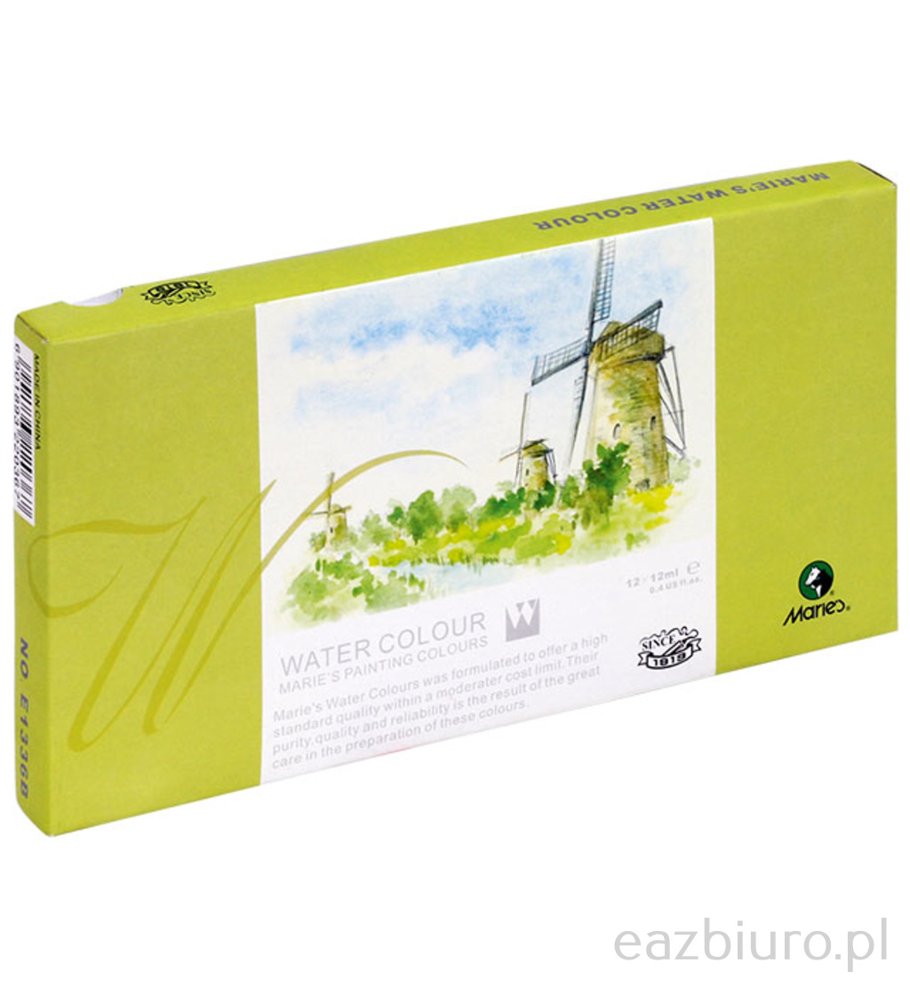 Farby akwarelowe e 1336 b - 12 kolorów maries 12 ml | eazbiuro.pl | Zamów wygodnie!