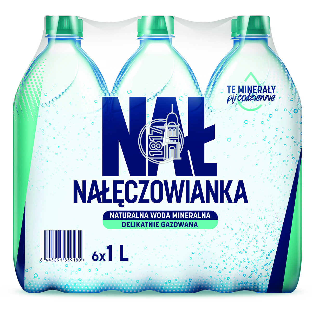 Woda mineralna NAŁĘCZOWIANKA, delikatny gaz, 1l, kaucja