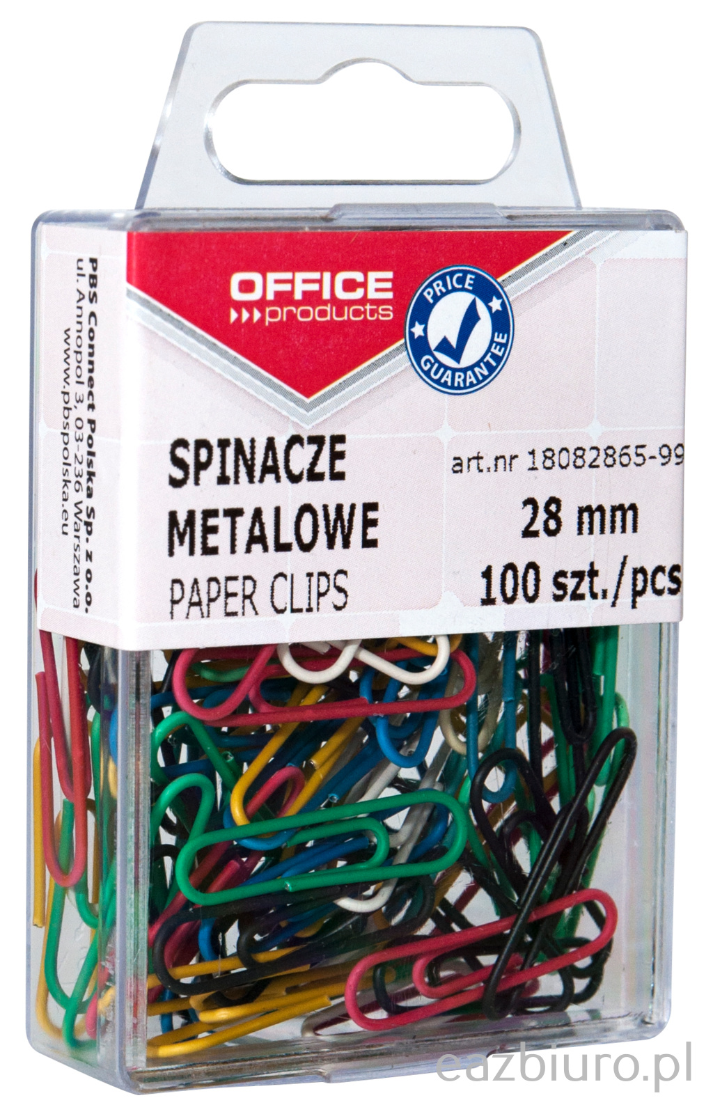 Spinacze 28mm kolorowe 100 sztuk office