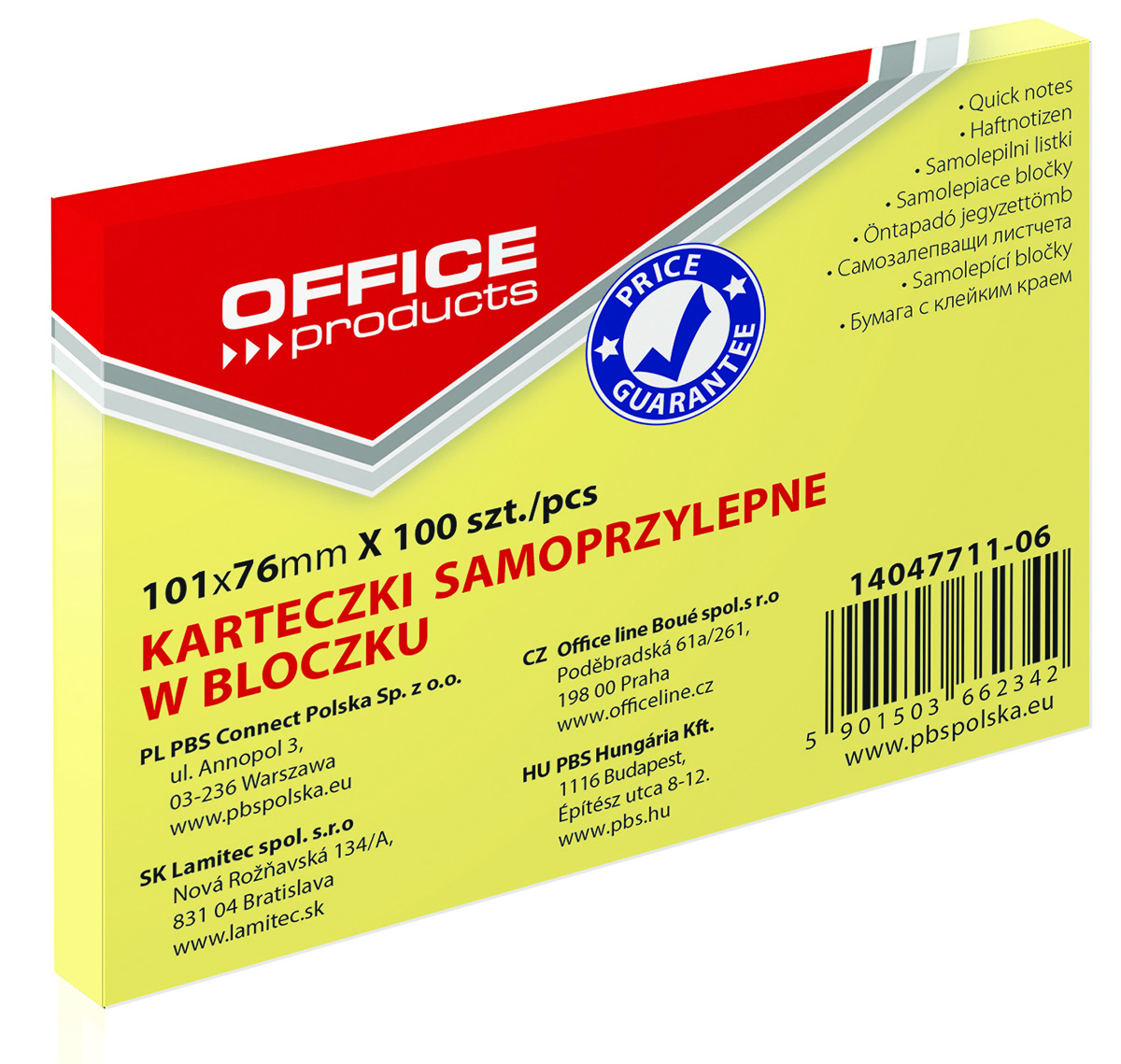 bloczek samoprzylepny Office Products, 101x76mm,