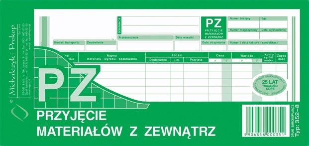 Druk pz przyjęcie materiałów z zewnątrz M&P | eazbiuro.pl | Kup teraz!