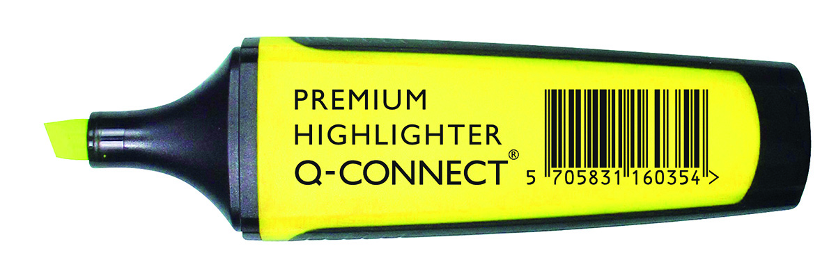 Zakreślacz fluor. Q-Connect premium, 2-5mm (linia), gumowana rękojeść, żółty