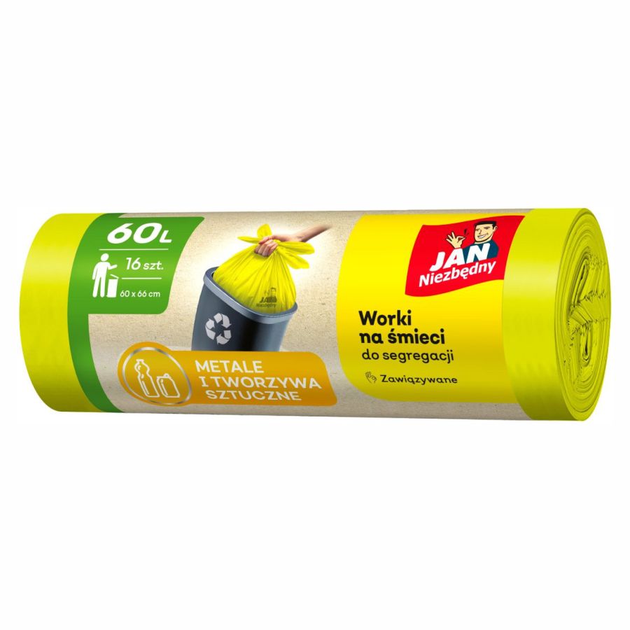 Worki na śmieci - Plastik, easy-pack żółte Jan Niezbędny 60l 16 szt. Worki na śmieci - Plastik, easy-pack żółte Jan Niezbędny 60l 16 szt.