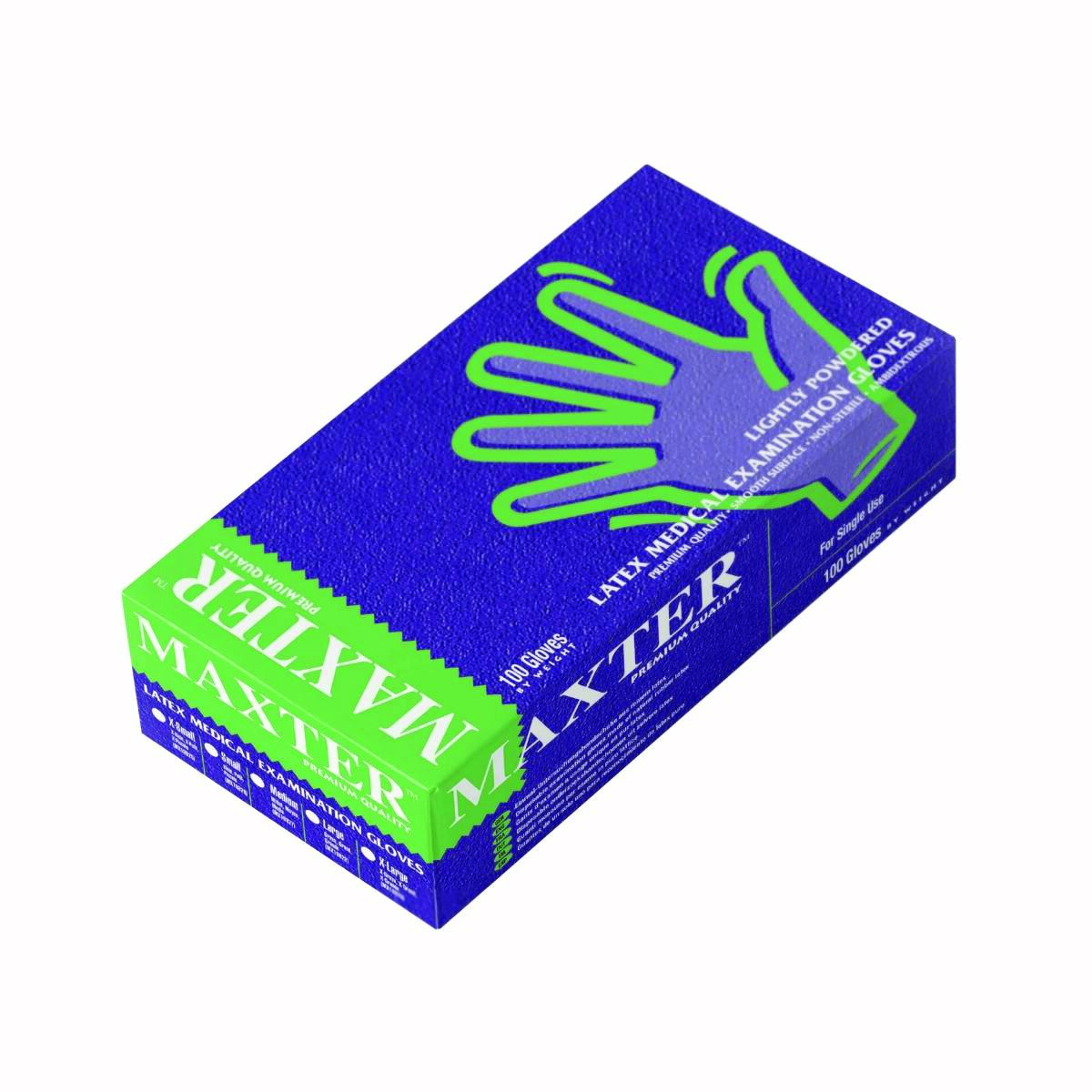 Rękawice lateksowe pudrowe MAXTER, 100 szt., XL