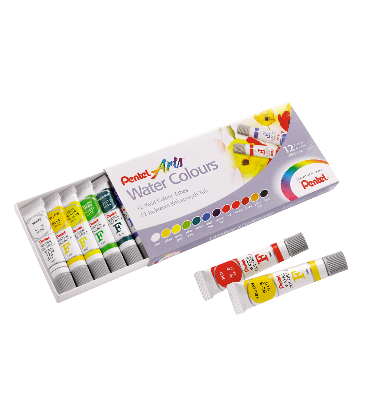 Akwarele w tubach Pentel wfrs 12 kolorów