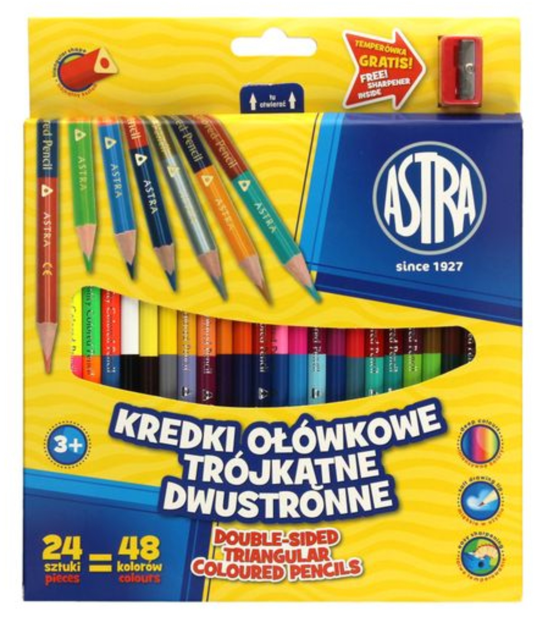 Kredki zestaw 24 sztuk=48 kolorów Astra dwustronne | eazbiuro.pl | Zamów już dziś!