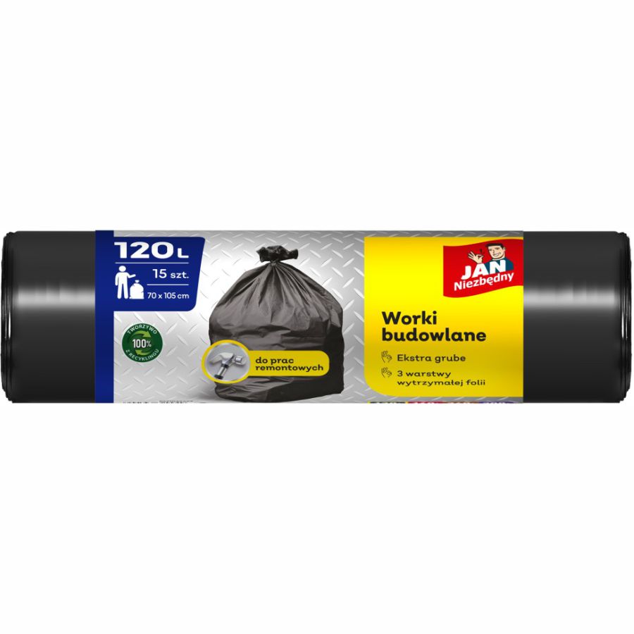Worki ld budownlane czarne Jan Niezbędny 120l 15 szt. Worki ld budownlane czarne Jan Niezbędny 120l 15 szt.