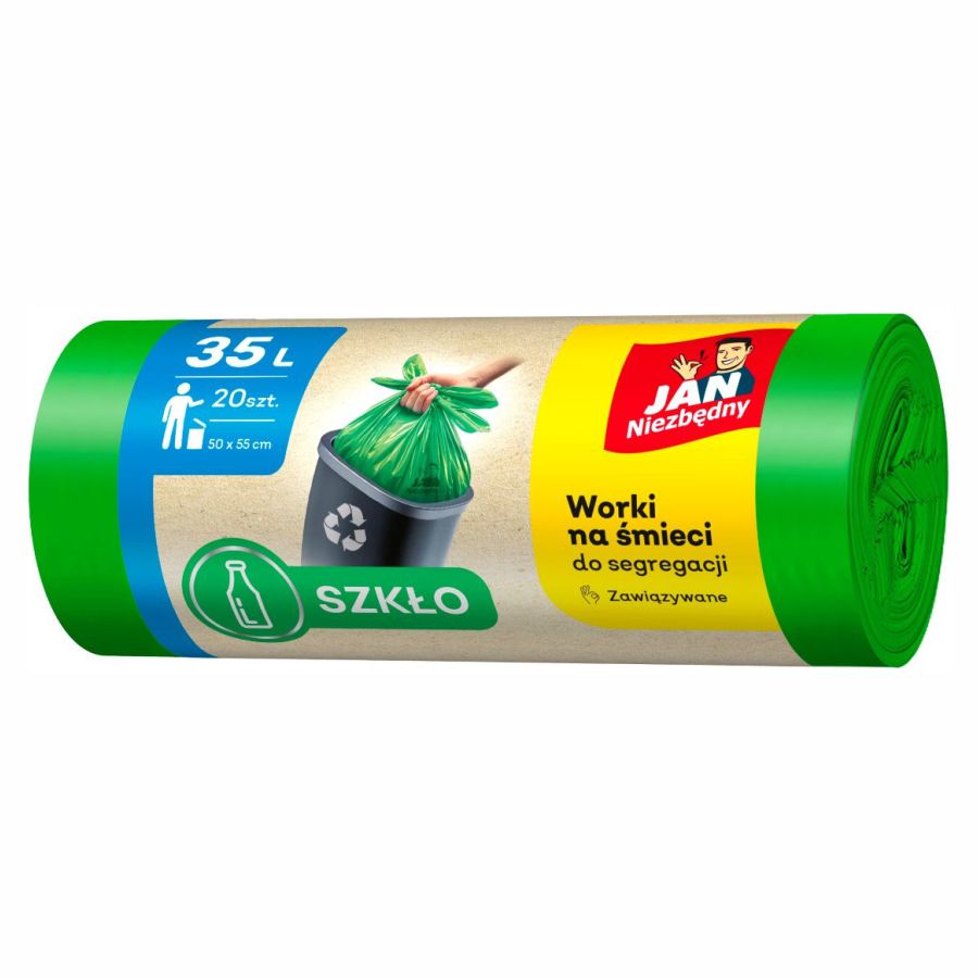 Worki na śmieci - szkło, easy-pack zielone Jan Niezbędny 35l 20 szt. Worki na śmieci - szkło, easy-pack zielone Jan Niezbędny 35l 20 szt.