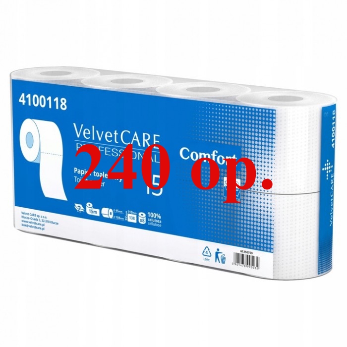 Papier toaletowy Velvet Care Professional 8 rolek min. zakup 240 opakowań - kupuj taniej