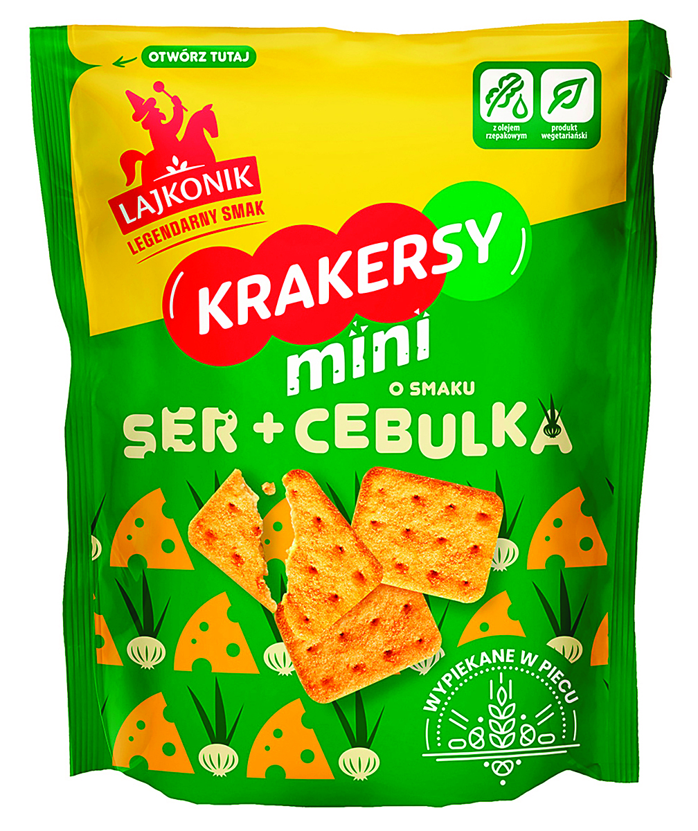 Krakersy mini LAJKONIK, ser i cebula, 100g