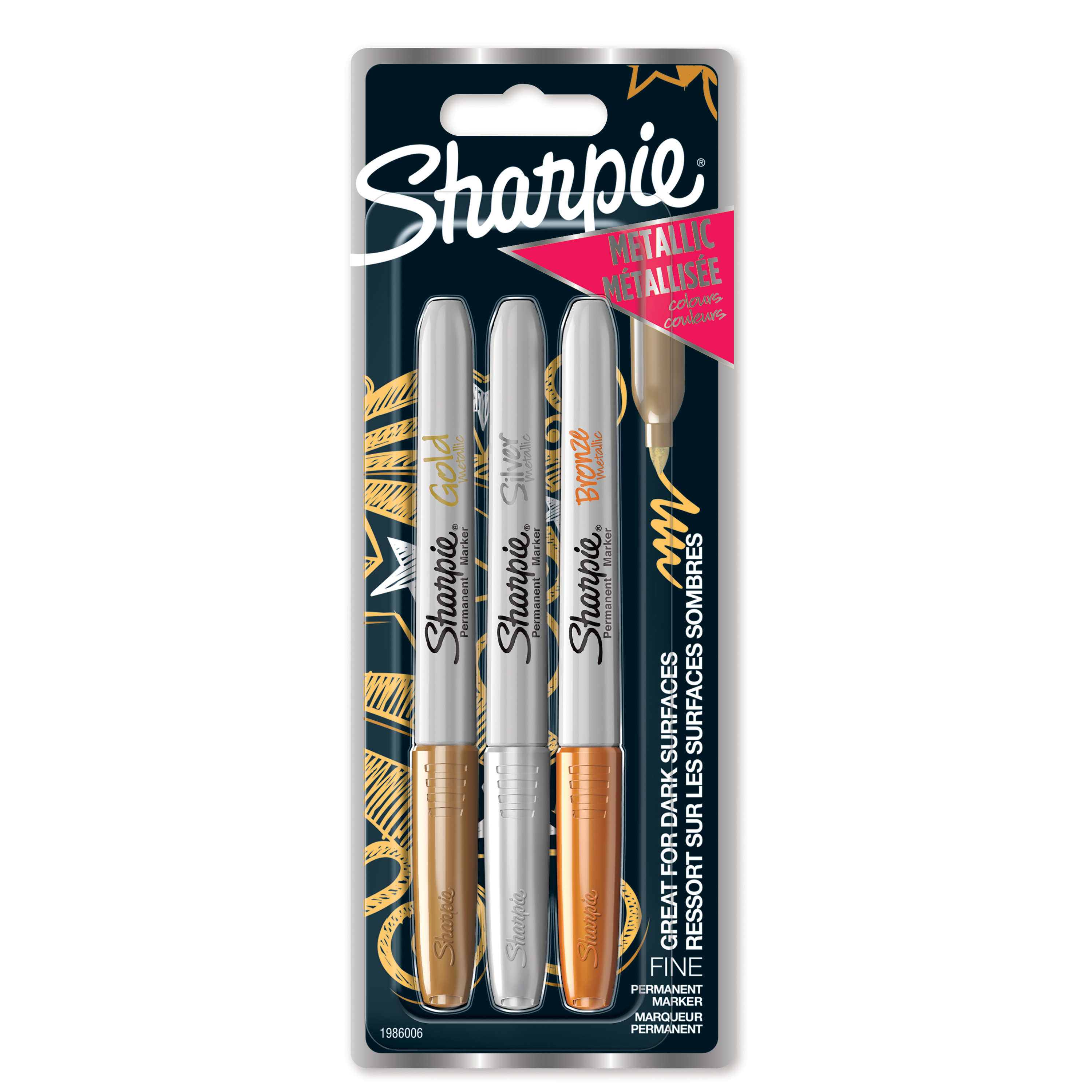 Marker Sharpie zestaw 3 kolorów metalicznych | eazbiuro.pl | Zamów bezpiecznie!
