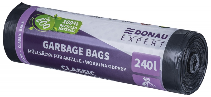 Worki na odpady DONAU EXPERT, klasyczne, LDPE, 240l, 10 szt., czarne Worki na odpady DONAU EXPERT, klasyczne, LDPE, 240l, 10 szt., czarne