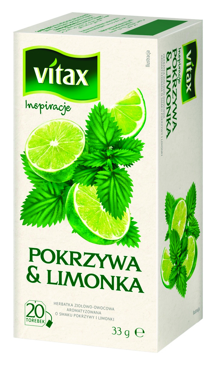 Herbata VITAX Inspiracje, pokrzywa i limonka, 20 torebek
