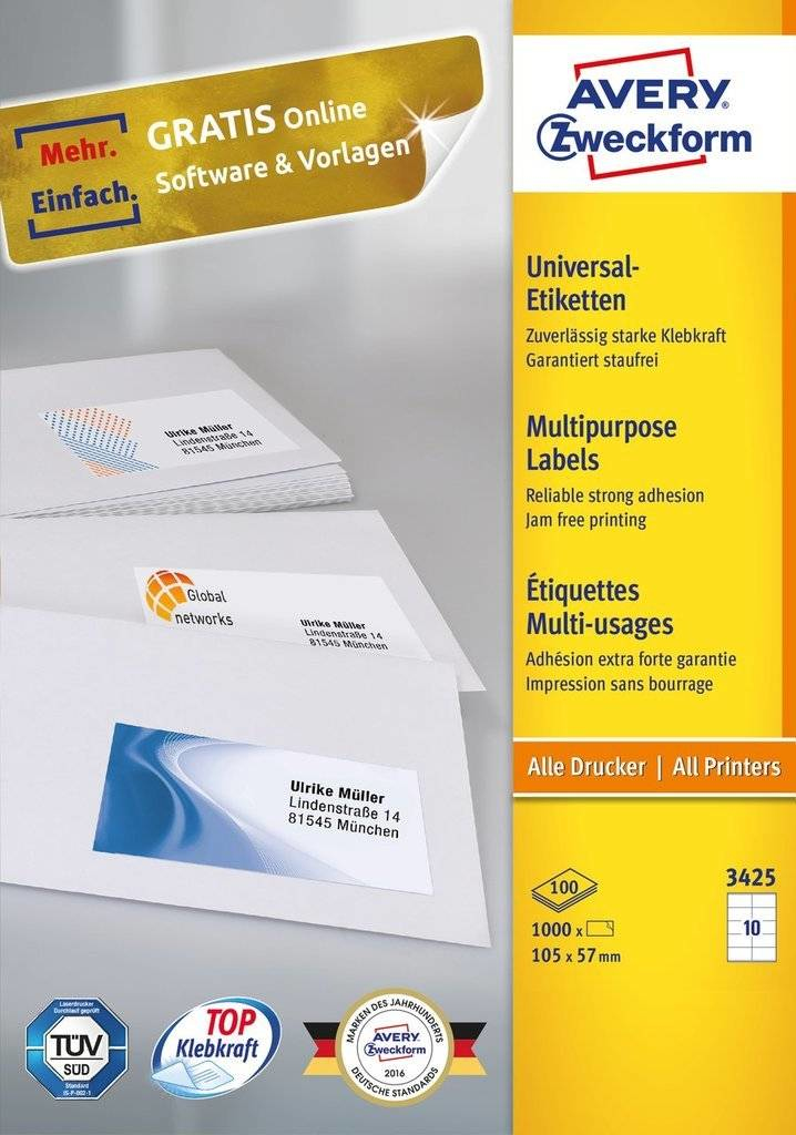 Etykiety Avery Zweckform 105 x 57 mm trwałe | eazbiuro.pl | Kliknij i kup!