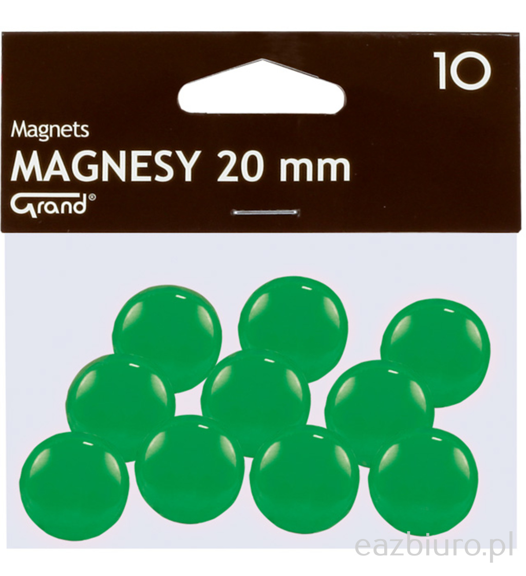 Magnes 20 mm Grand zielony zestaw 10 sztuk | eazbiuro.pl | Sprawdź ofertę!