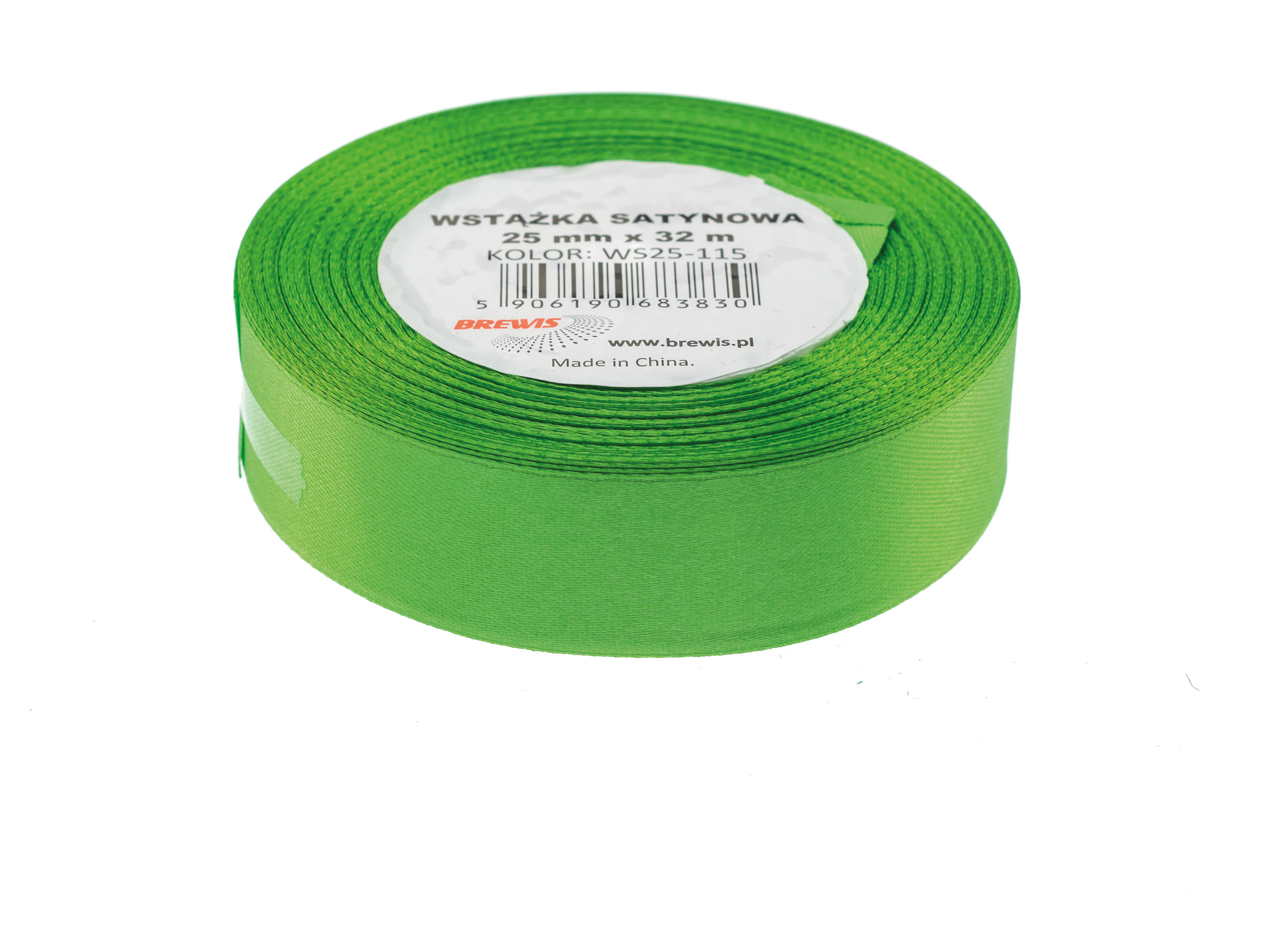 Wstążka Brewis satynowa 25 mm 32 m trawiasta zieleń | eazbiuro.pl | Weź okazję!