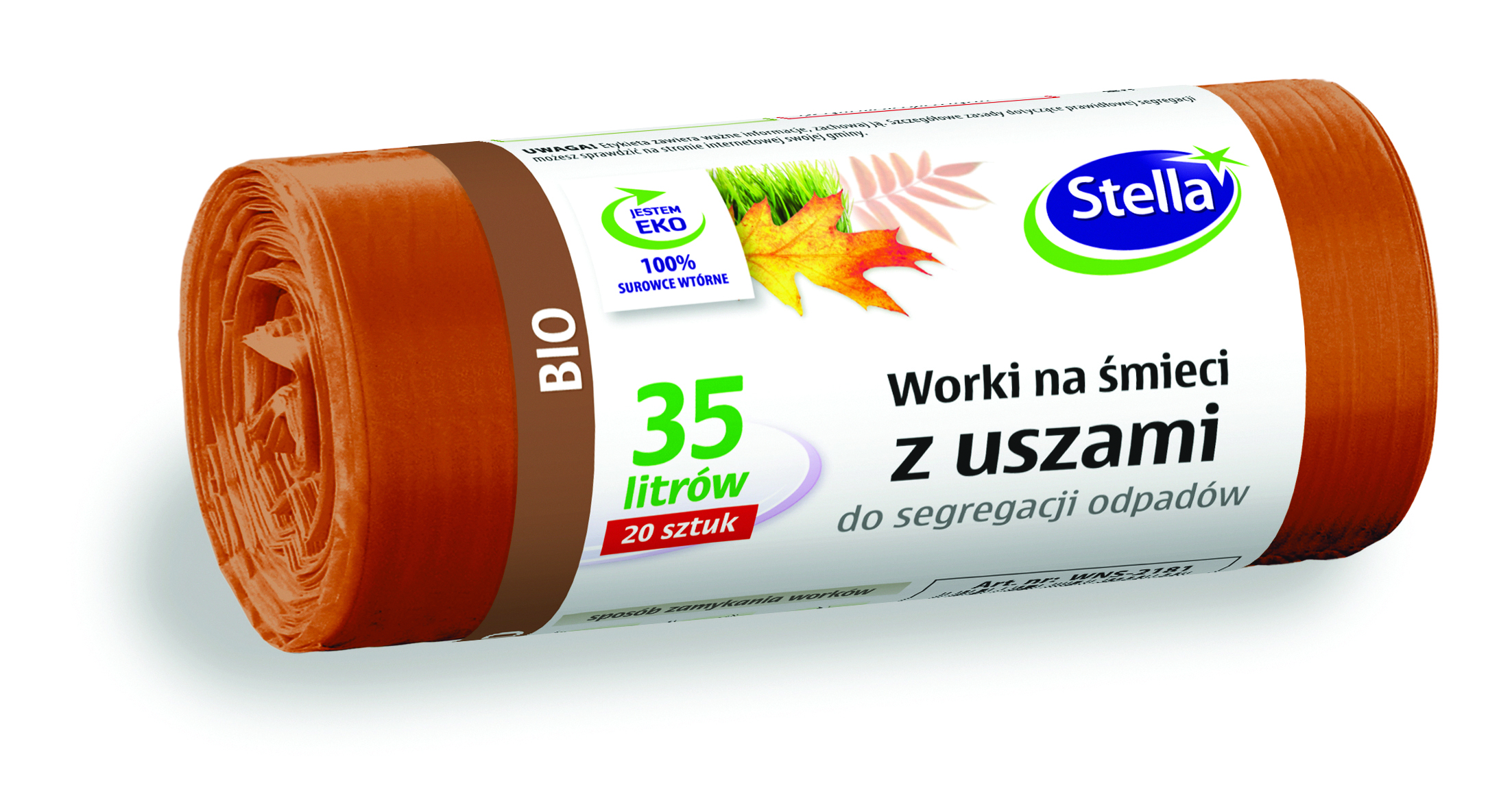 Worki z uszami Stella, do segregacji odpadów bio, 35 l, 20 szt., brązowe, brązowy Worki z uszami Stella, do segregacji odpadów bio, 35 l, 20 szt., brązowe, brązowy