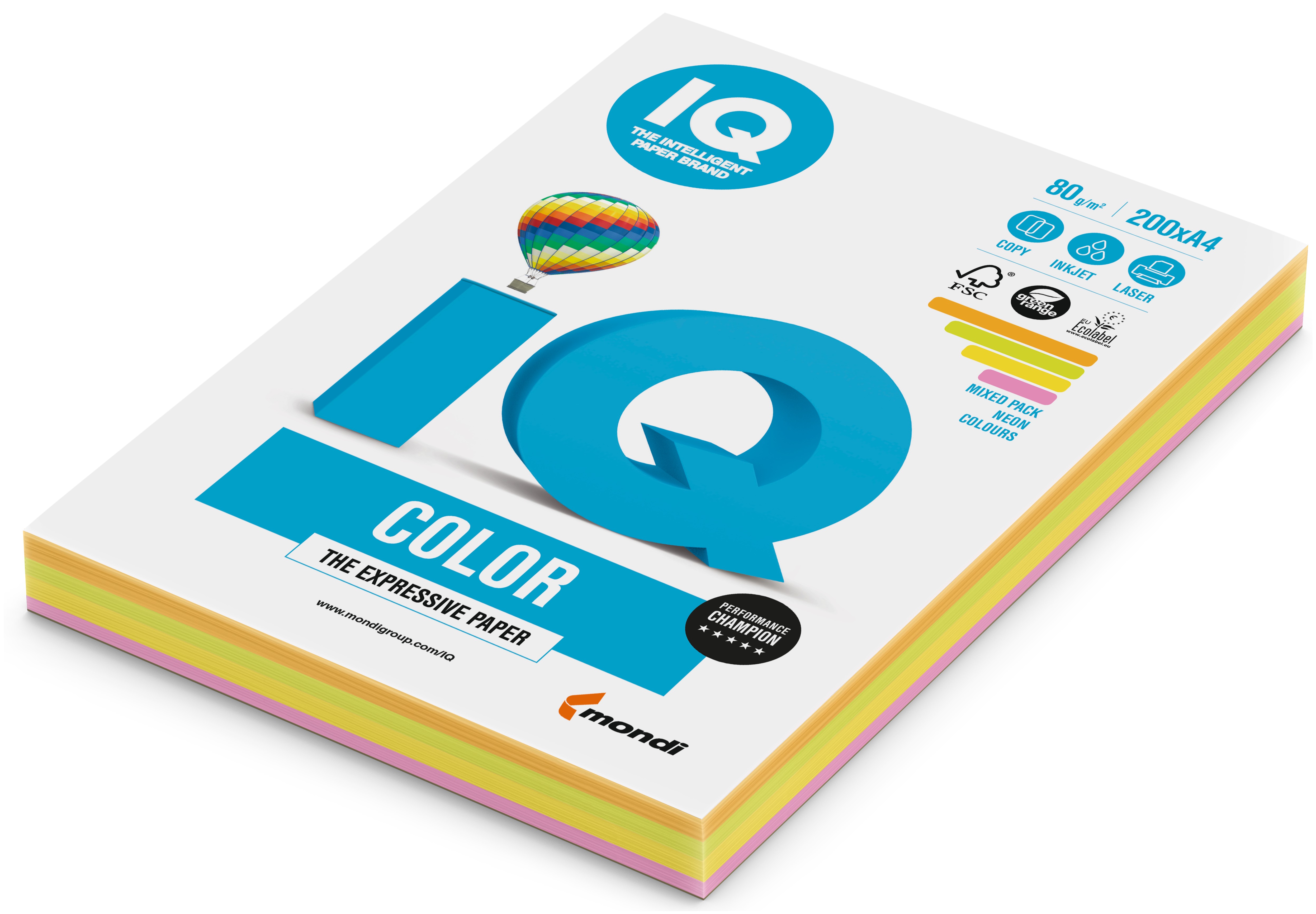 Papier ksero iq color A4 mix neon