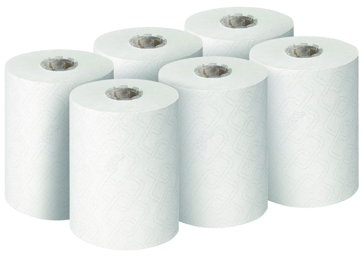 Ręcznik papierowy w roli SCOTT Essential Slimroll, 1-warstwowy, 190 m, 760 listków, 6 rolek, biały