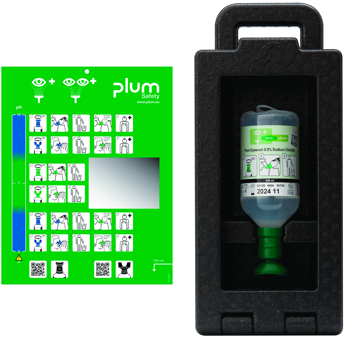 Zestaw do płukania oka PLUM iBox 1, z płynem 0,9%, 500 ml, czarny Zestaw do płukania oka PLUM iBox 1, z płynem 0,9%, 500 ml, czarny