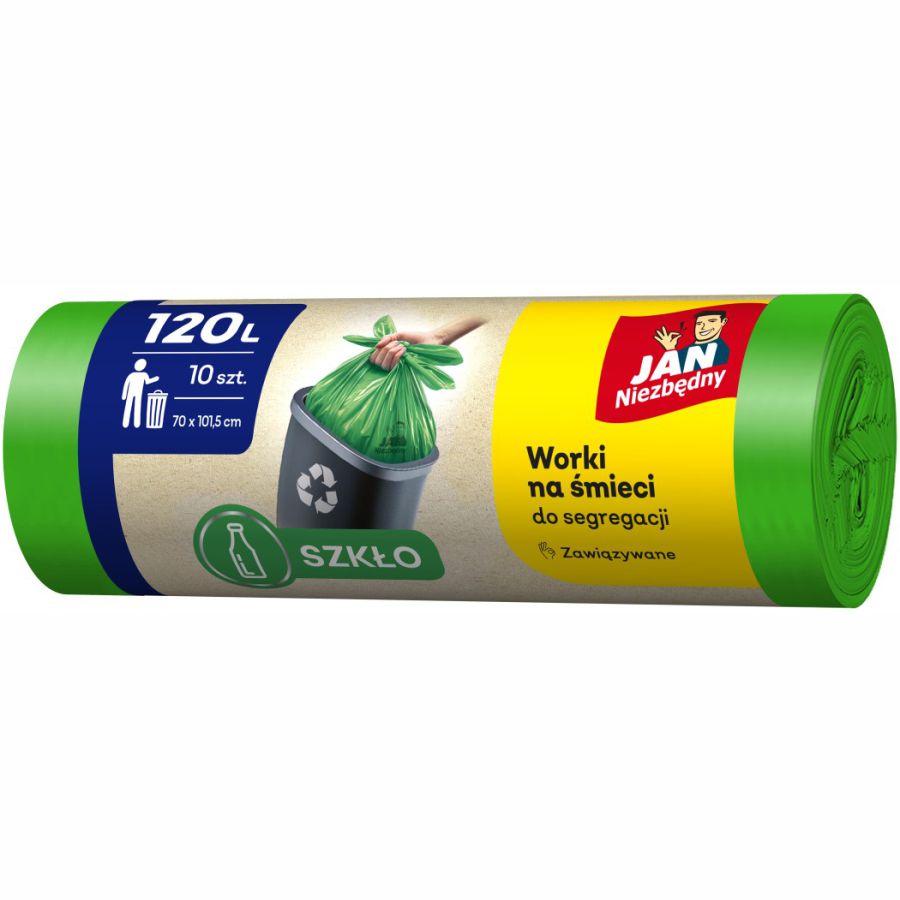 Worki na śmieci - szkło, easy-pack zielone Jan Niezbędny 120l 10 szt. Worki na śmieci - szkło, easy-pack zielone Jan Niezbędny 120l 10 szt.