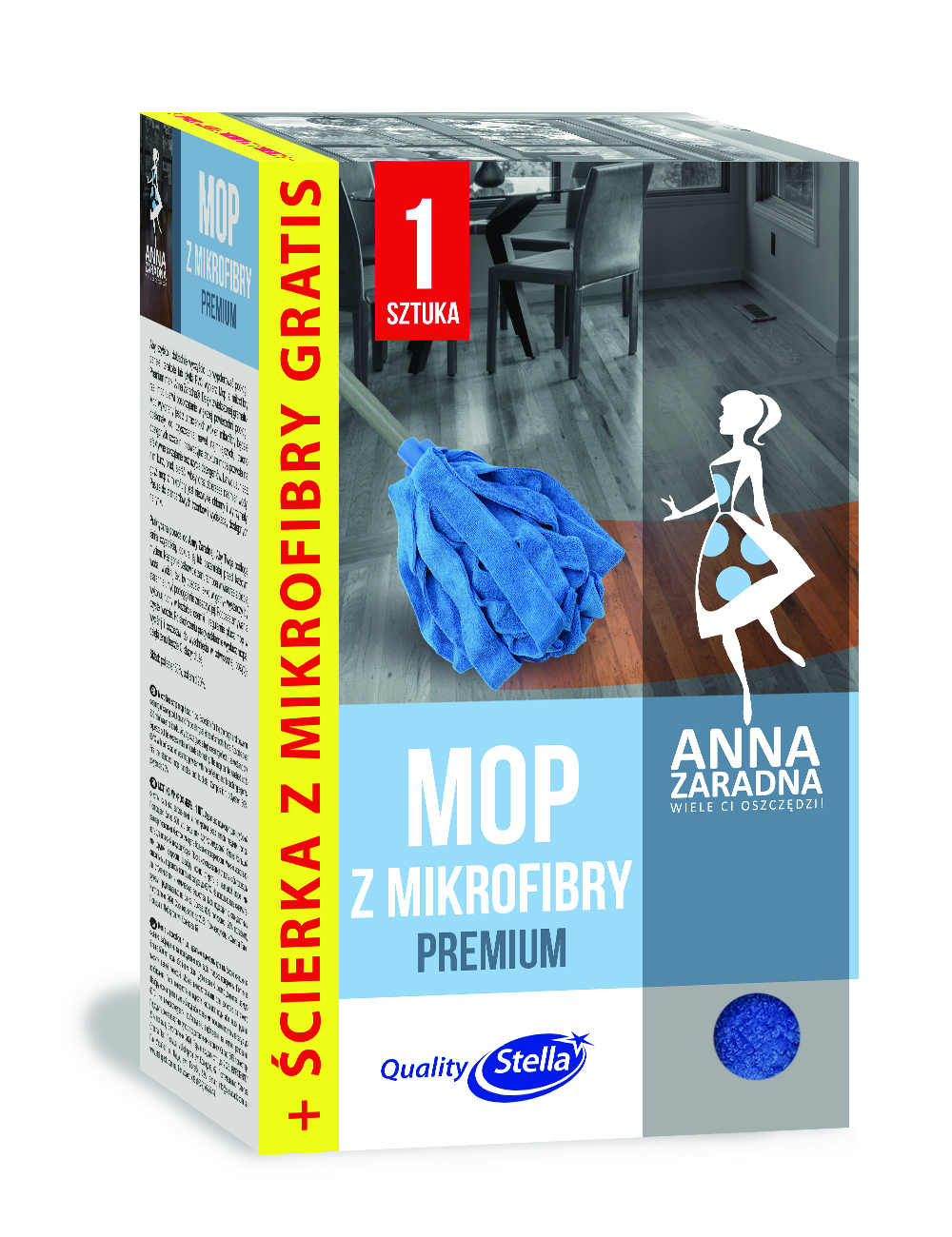 Mop z mikrofibry Anna Zaradna + ścierka z mikrofibry gratis