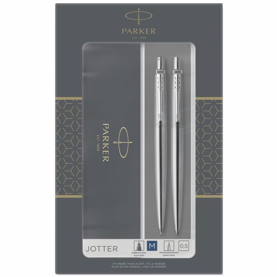 Zestaw Parker Duo długopis + ołówek automatyczny Jotter Stainless Steel CT | eazbiuro.pl | Sprawdź ofertę!