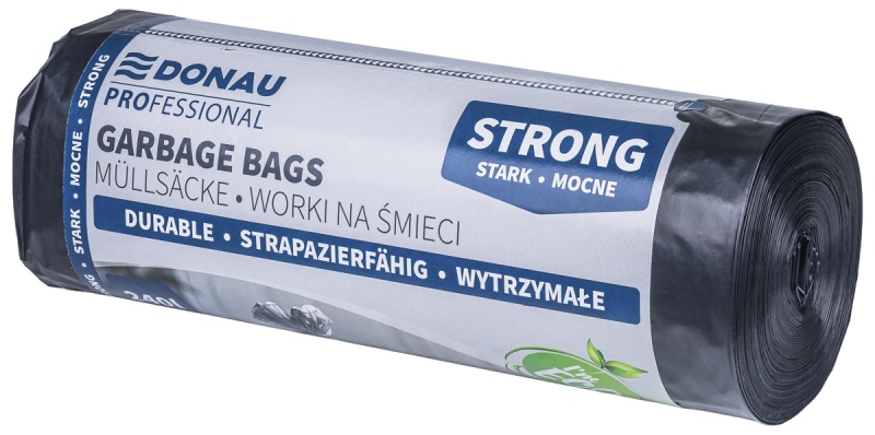 Worki na śmieci DONAU PROFESSIONAL, wytrzymałe, mocne, 240l, 10 szt., czarne Worki na śmieci DONAU PROFESSIONAL, wytrzymałe, mocne, 240l, 10 szt., czarne