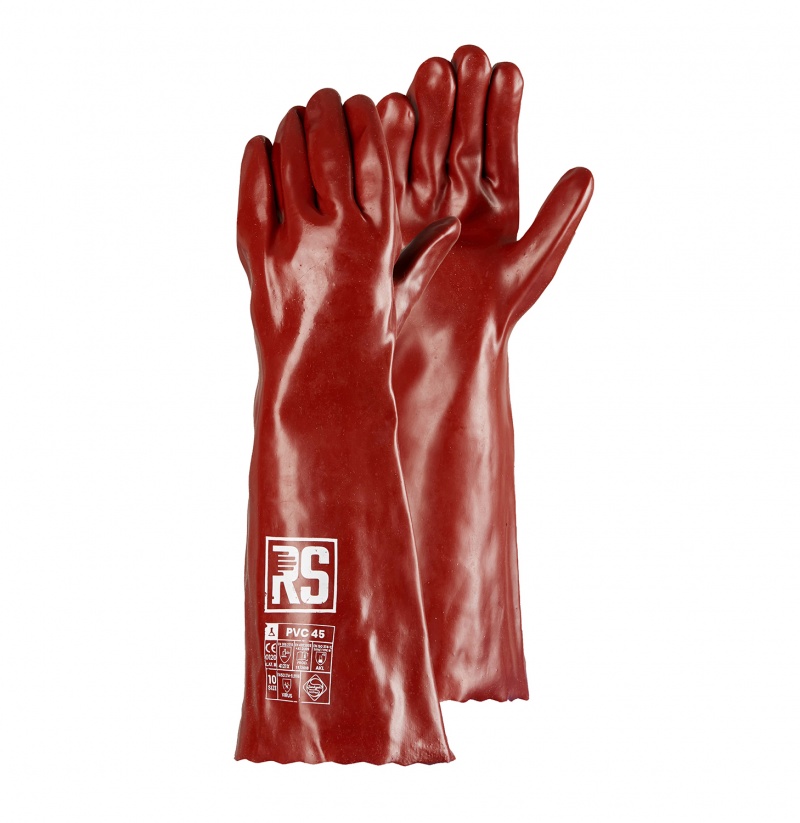 Rękawice chemiczne rs pvc, 45 cm, rozm. 10, czerwone