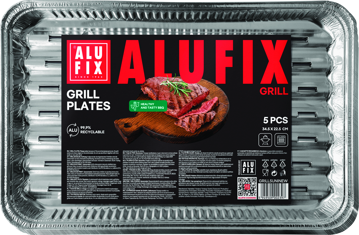 Tacki grillowe ALUFIX Fix-Grill, aluminiowe, prostokątne, 5 szt.