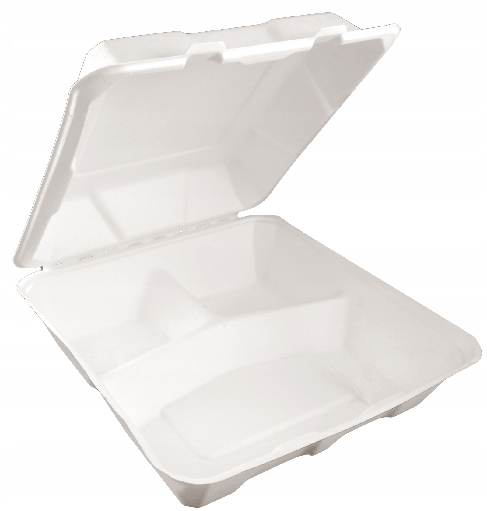 Lunch box kwadratowy z trzciny cukrowej 3 komory 23cm 1500ml 50 szt.