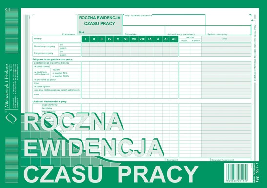 Druk roczna ewidencja czasu pracy M&P | eazbiuro.pl | Kup skutecznie!