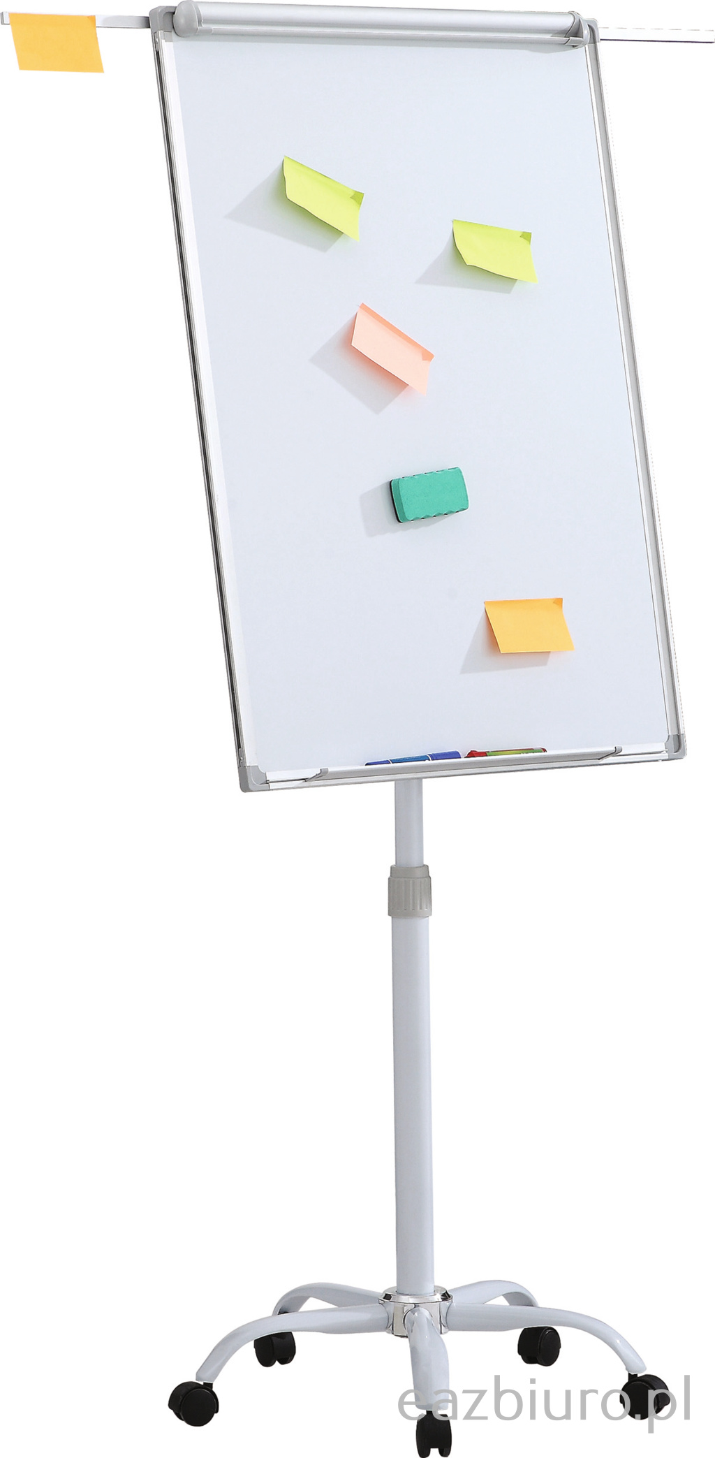 Flipchart mobilny Office Products, 70x100cm, tablica suchościeralno -magnetyczna, aluminiowa rama, z wyciąganymi ramionami