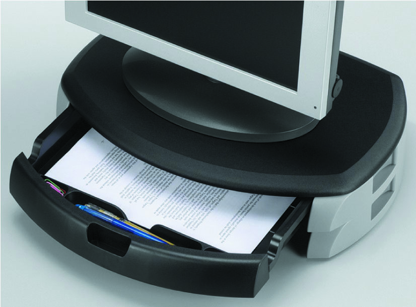 Podstawa pod monitor Q-CONNECT, z szufladą, 450x113x315mm, czarno-szara