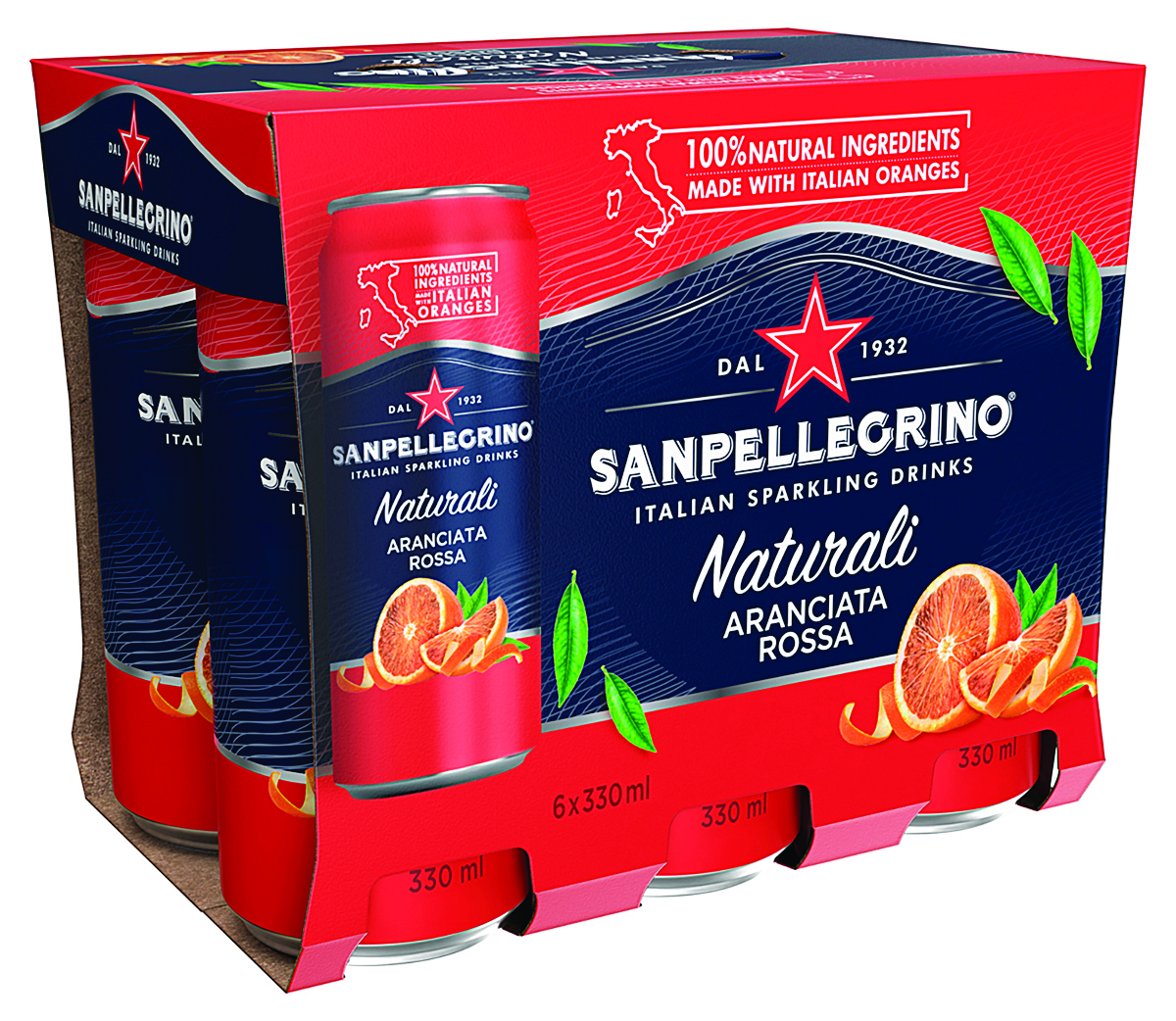 Napój Aranciata Rossa SANPELLEGRINO, delikatny gaz, puszka, 0,33l, kaucja
