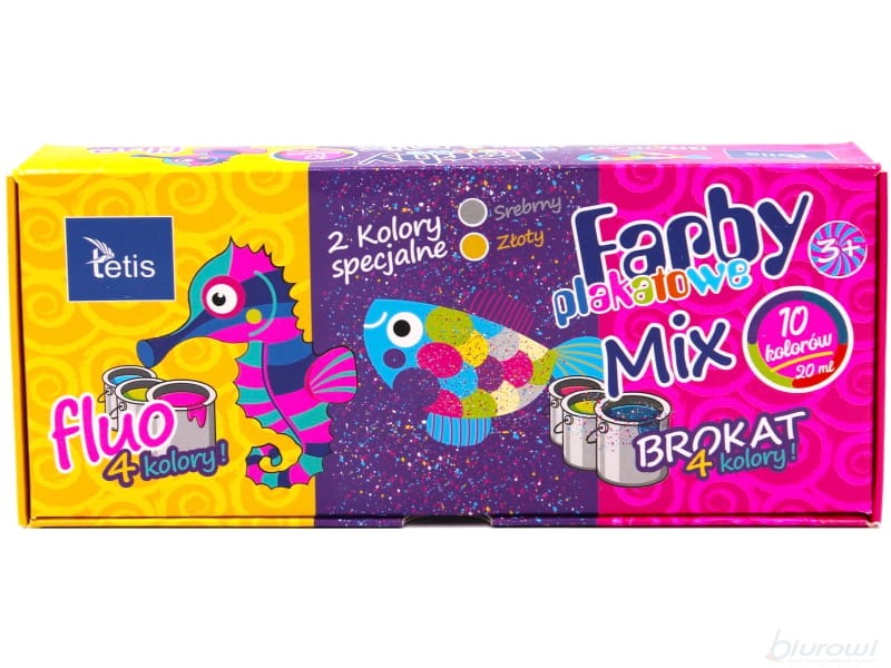 Farby plakatowe mix Tetis 10x20 ml | eazbiuro.pl | Zamów bezpiecznie!