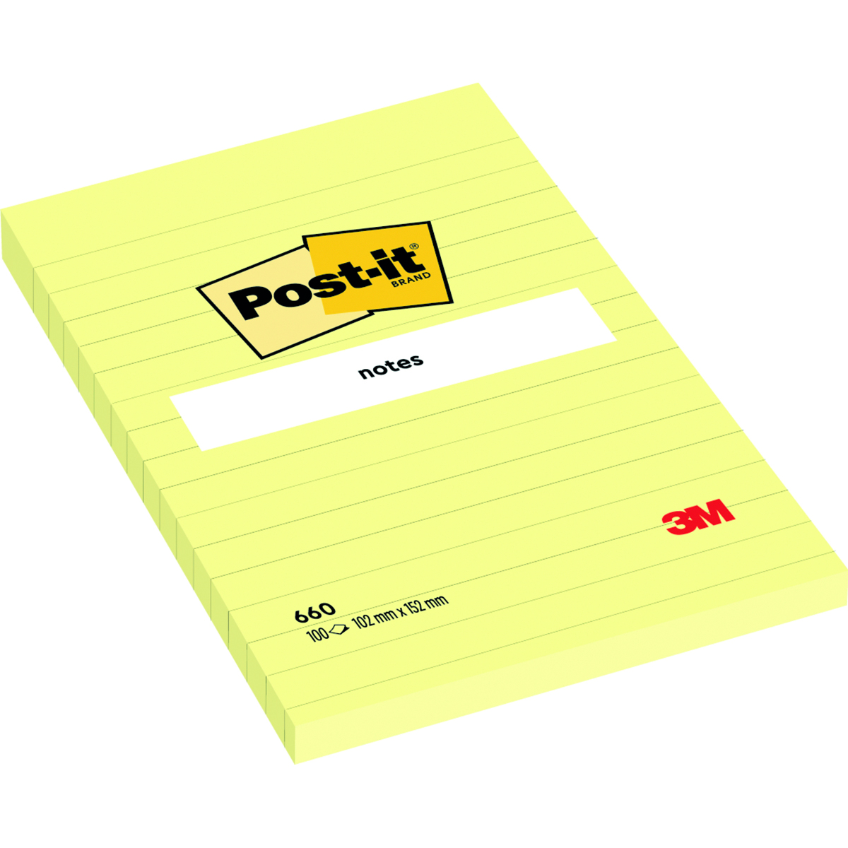 Bloczek samoprzylepny Post-it w linię (660) 102x152 mm żółty 100 kartek
