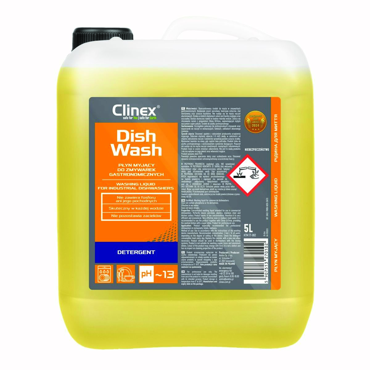 Płyn myjący CLINEX DishWash, do zmywarek gastronomicznych, 5l