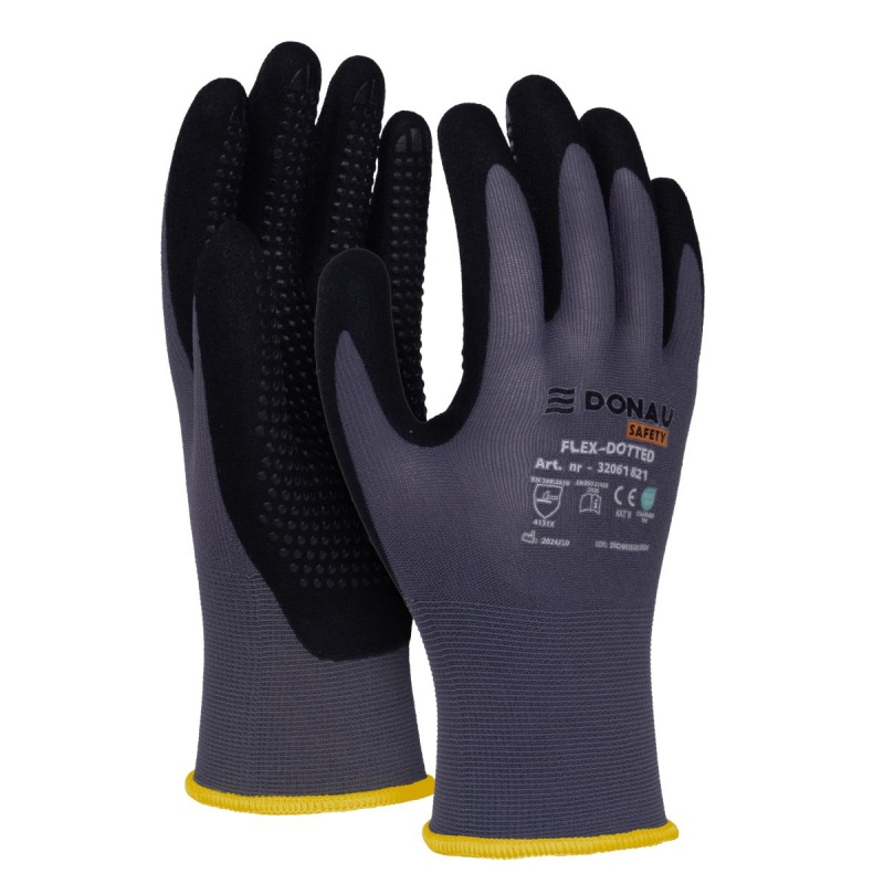 Rękawice Donau Safety Flex Dotted rozmiar 8 szare Rękawice Donau Safety Flex Dotted rozmiar 8 szare